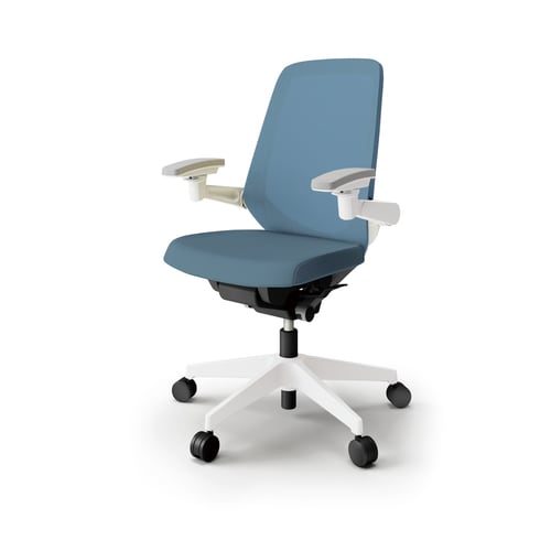 ノートチェア ハイ 可動肘付 樹脂WH布ダックB