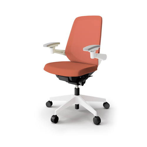 ノートチェア ハイ 可動肘付 樹脂WH布パーシモ