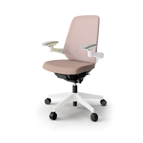 ノートチェア ハイ 可動肘付 樹脂WH布グレイB