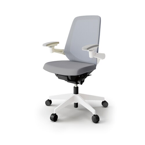 ノートチェア ハイ 可動肘付 樹脂WH座Wグレー