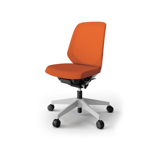 ノートチェア ロー 樹脂グレー布オレンジ