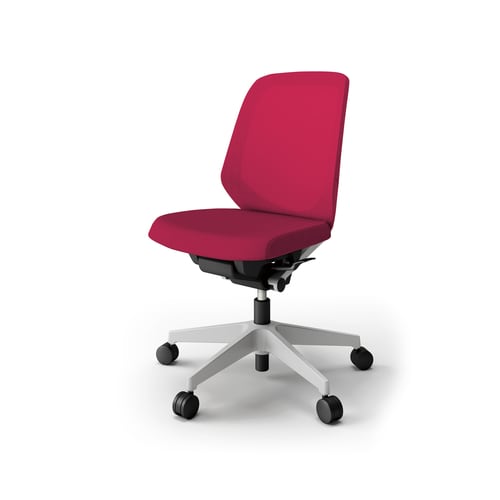 ノートチェア ロー 樹脂グレー布ラズベリー