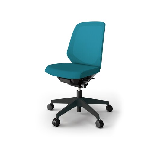 ノートチェア ロー 樹脂BK布Sブルー