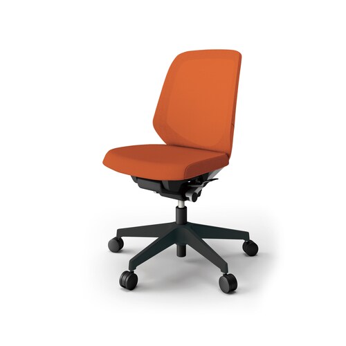 ノートチェア ロー 樹脂BK布オレンジ