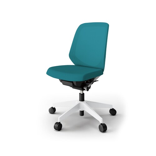 ノートチェア ロー 樹脂WH布Sブルー