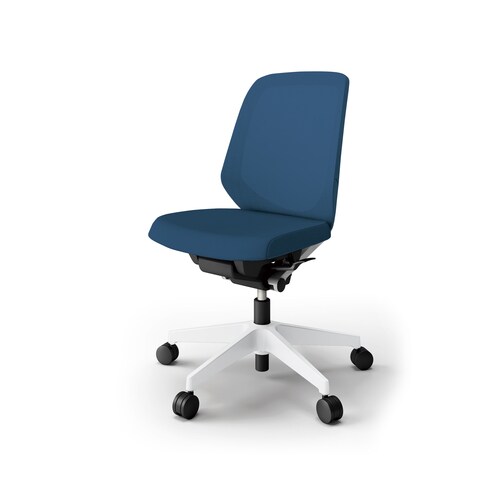 ノートチェア ロー 樹脂WH布ネイビー