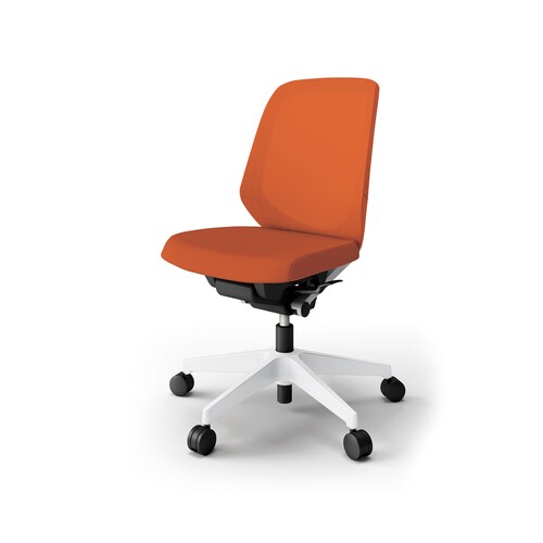 ノートチェア ロー 樹脂WH布オレンジ