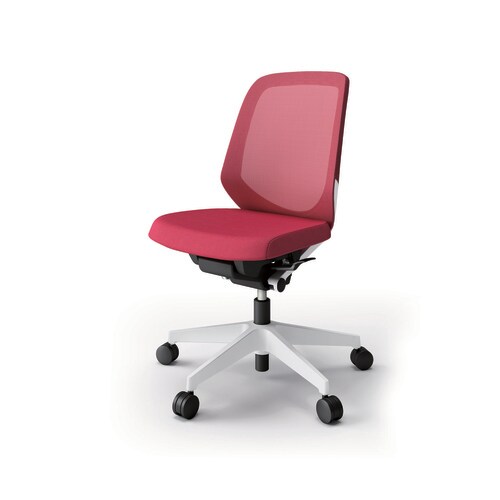 ノートチェア ロー 樹脂WH布ラズベリー