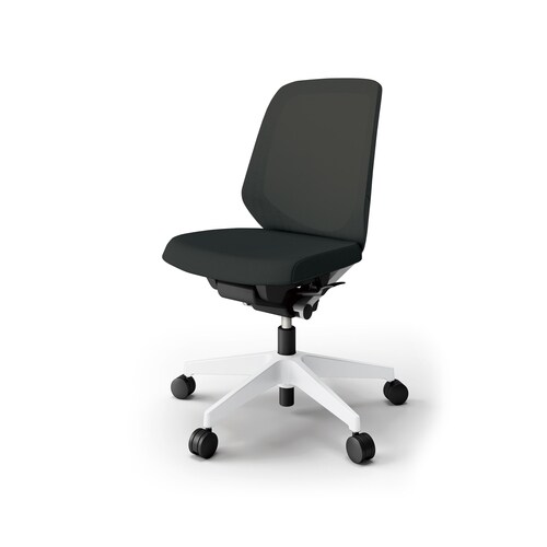 ノートチェア ロー 樹脂WH布ブラック