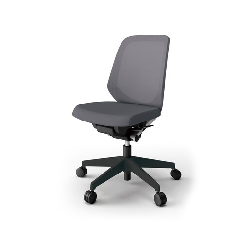 ノートチェア ロー 樹脂BK布Dグレー