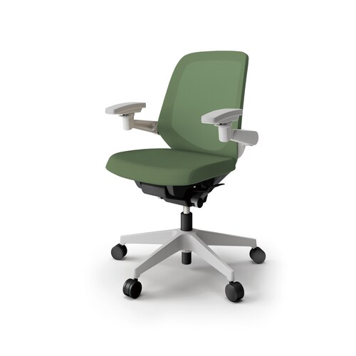 ノートチェア ロー 可動肘付 樹脂グレー布アイビー