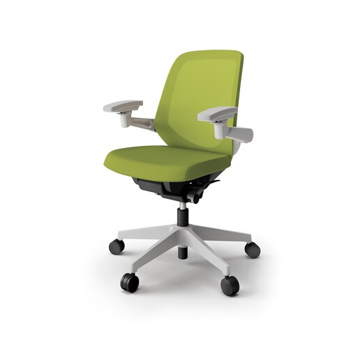 ノートチェア ロー 可動肘付 樹脂グレー布モスG