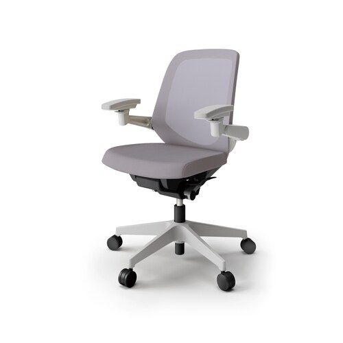 ノートチェア ロー 可動肘付 樹脂グレー布Lグレー