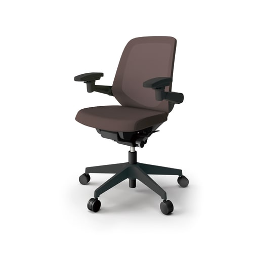 ノートチェア ロー 可動肘付 樹脂BK布ブラウン