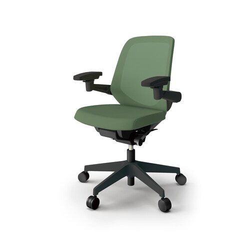 ノートチェア ロー 可動肘付 樹脂BK布アイビー