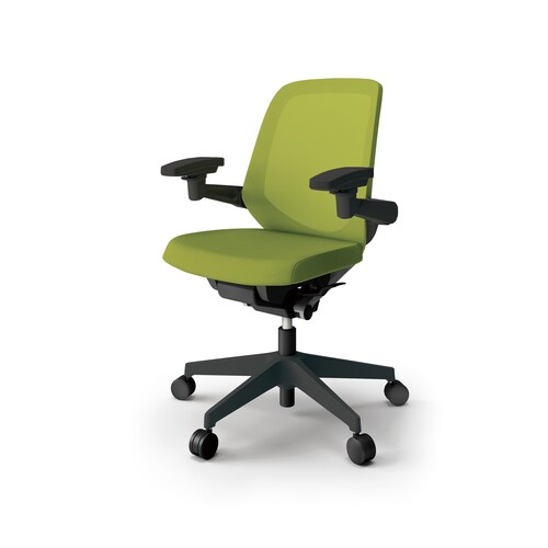 ノートチェア ロー 可動肘付 樹脂BK布モスG