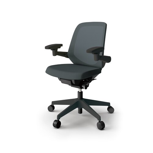 ノートチェア ロー 可動肘付 樹脂BK布オフBK