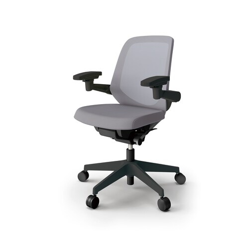 ノートチェア ロー 可動肘付 樹脂BK布Lグレー