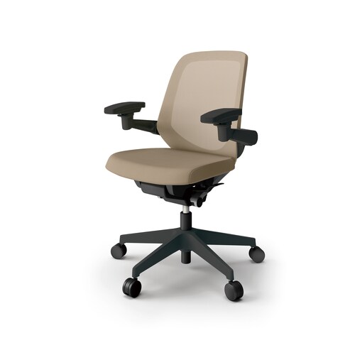 ノートチェア ロー 可動肘付 樹脂BK布サンドY