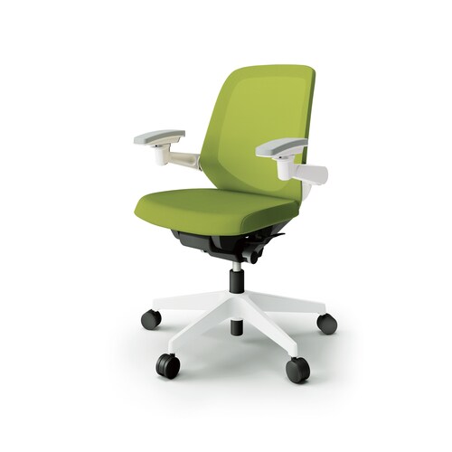 ノートチェア ロー 可動肘付 樹脂WH布モスG