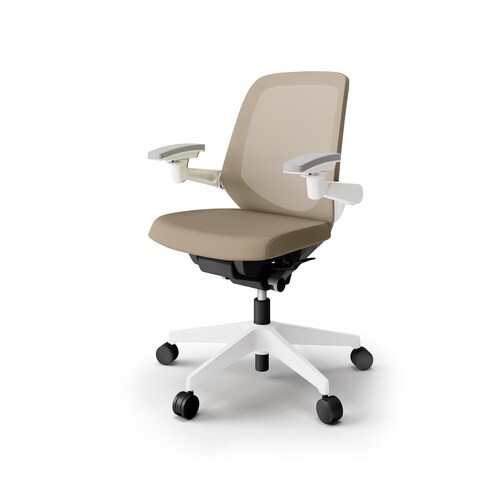 ノートチェア ロー 可動肘付 樹脂WH布サンドY