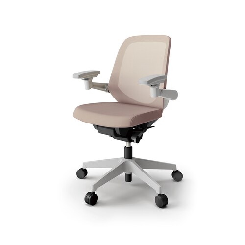 ノートチェア ロー 可動肘付 樹脂グレー布グレイB