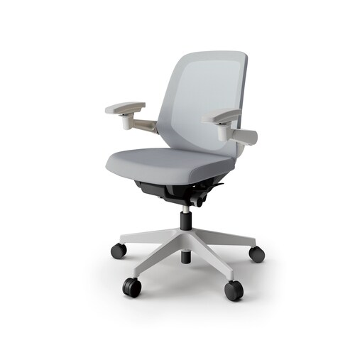 ノートチェア ロー 可動肘付 樹脂グレー座Wグレー