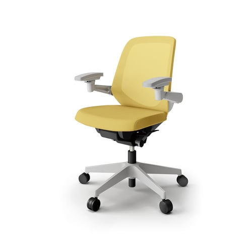 ノートチェア ロー 可動肘付 樹脂グレー布カナリア