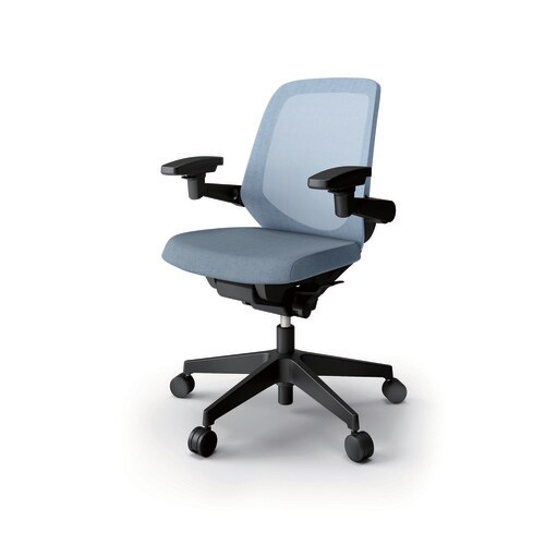 ノートチェア ロー 可動肘付 樹脂BK布ダックB