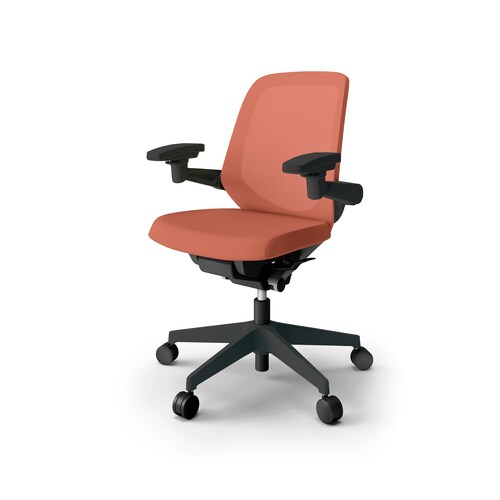 ノートチェア ロー 可動肘付 樹脂BK布パーシモ