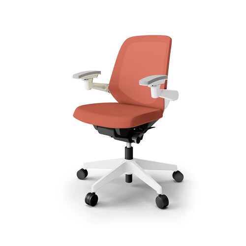 ノートチェア ロー 可動肘付 樹脂WH布パーシモ