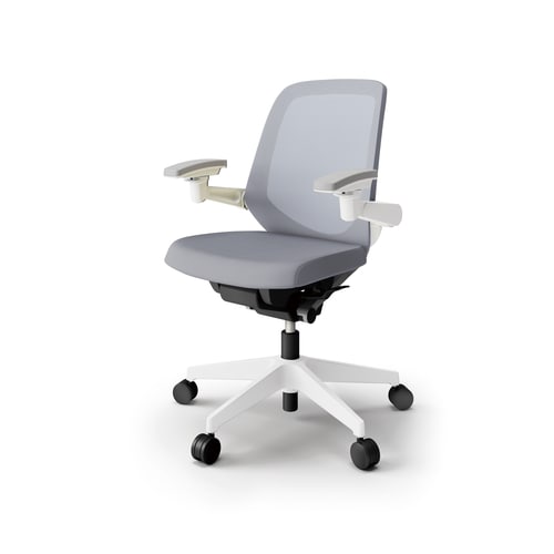 ノートチェア ロー 可動肘付 樹脂WH座Wグレー