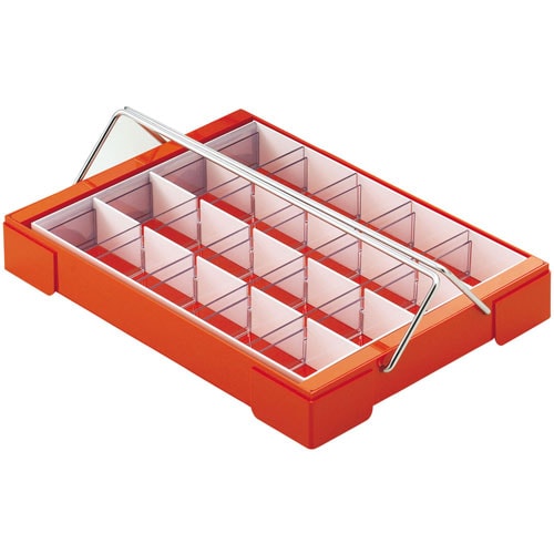 カラー散薬トレー20人用 取手付 オレンジ