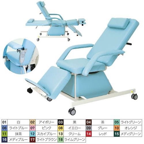 電動治療チェア(キャスター付) ライトブルー