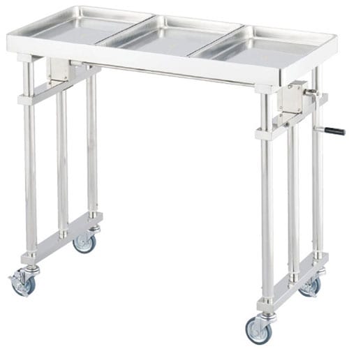 昇降式消毒盤台 3枚用 高さ800から1200mm