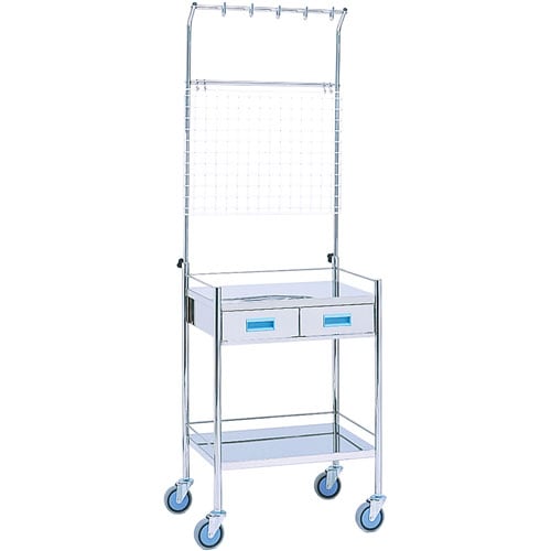 マツヨシ カラー点滴処置台 引出付二段 ブルー