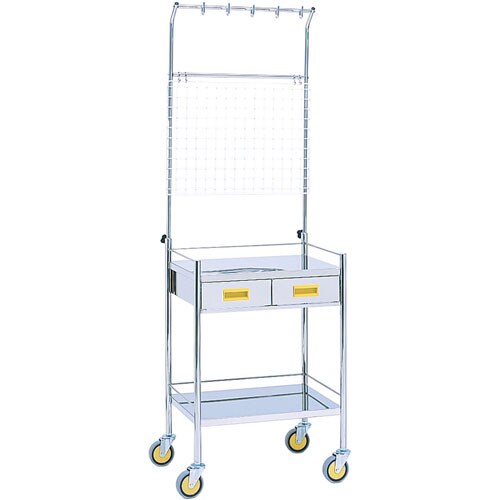 マツヨシ カラー点滴処置台 引出付二段 イエロー