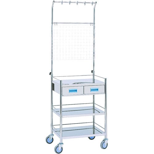 マツヨシ カラー点滴処置台 引出付三段 ブルー