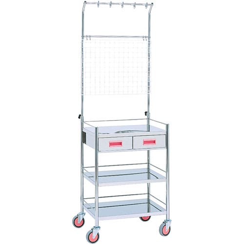 マツヨシ カラー点滴処置台 引出付三段 ピンク