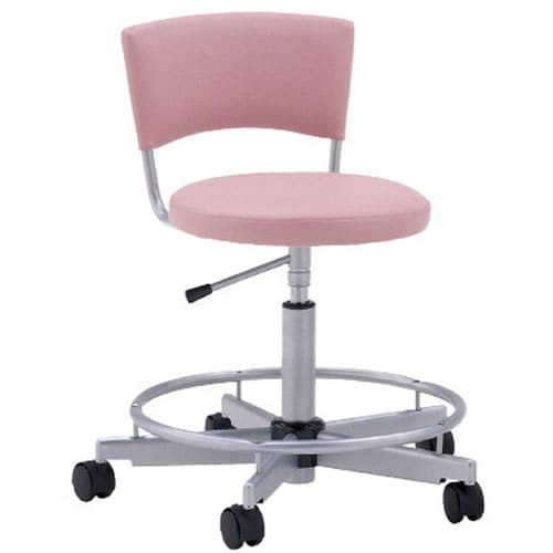 ナースチェア 背付・足掛けリング付 ピンク