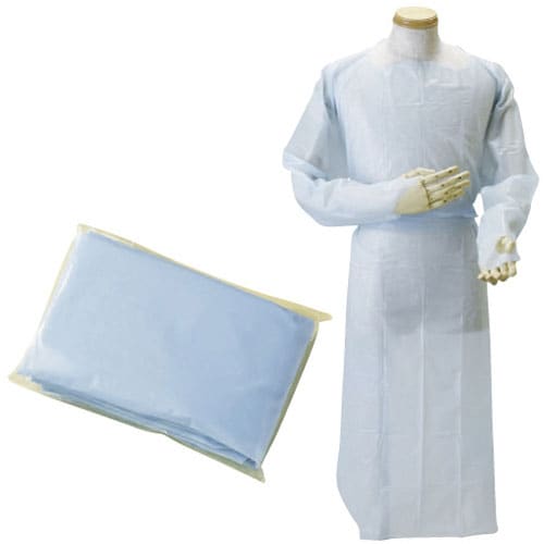 PEエプロン袖付Cタイプ フリー ブルー