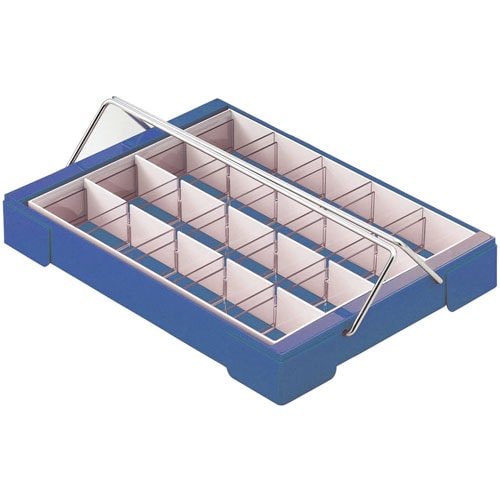 カラー散薬トレー20人用 取手付 ブルー