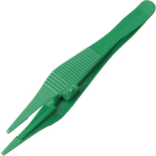 プラスチックピンセット グリーン