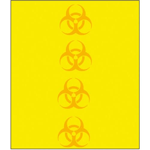 バイオハザードマーク付ポリエチレン袋 60L 黄