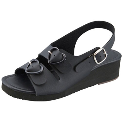 ハート2バックルサンダル M ブラック