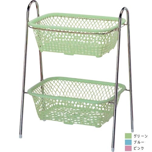 脱衣カゴ(2段) ゴム足付 ブルー