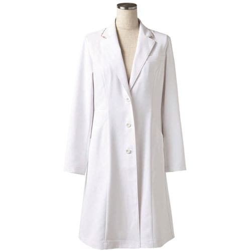 レディスドクターコート S ホワイト×アメリピンク