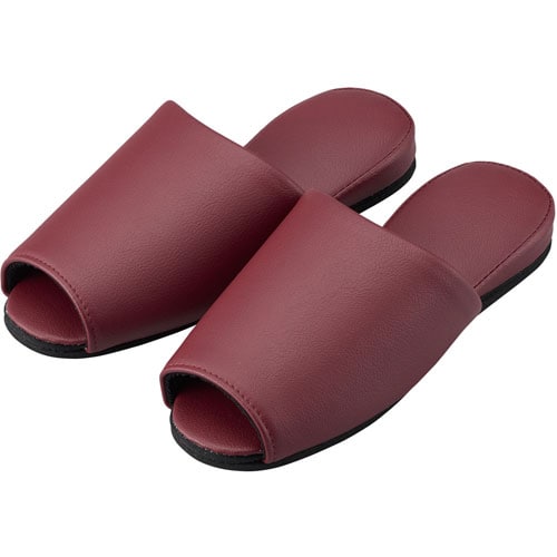 スリッパ(抗菌パステル)前開き レッド