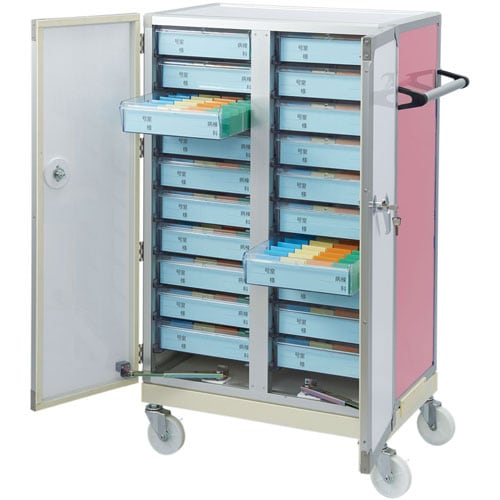 マツヨシエコノミー与薬カート 20床用 本体ピンク