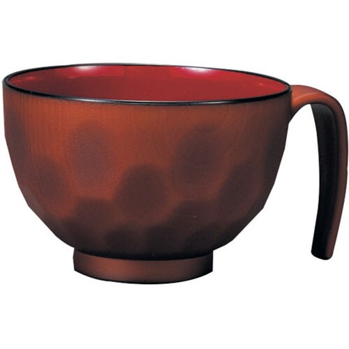 らくらく汁椀 320ml 亀甲(茶)